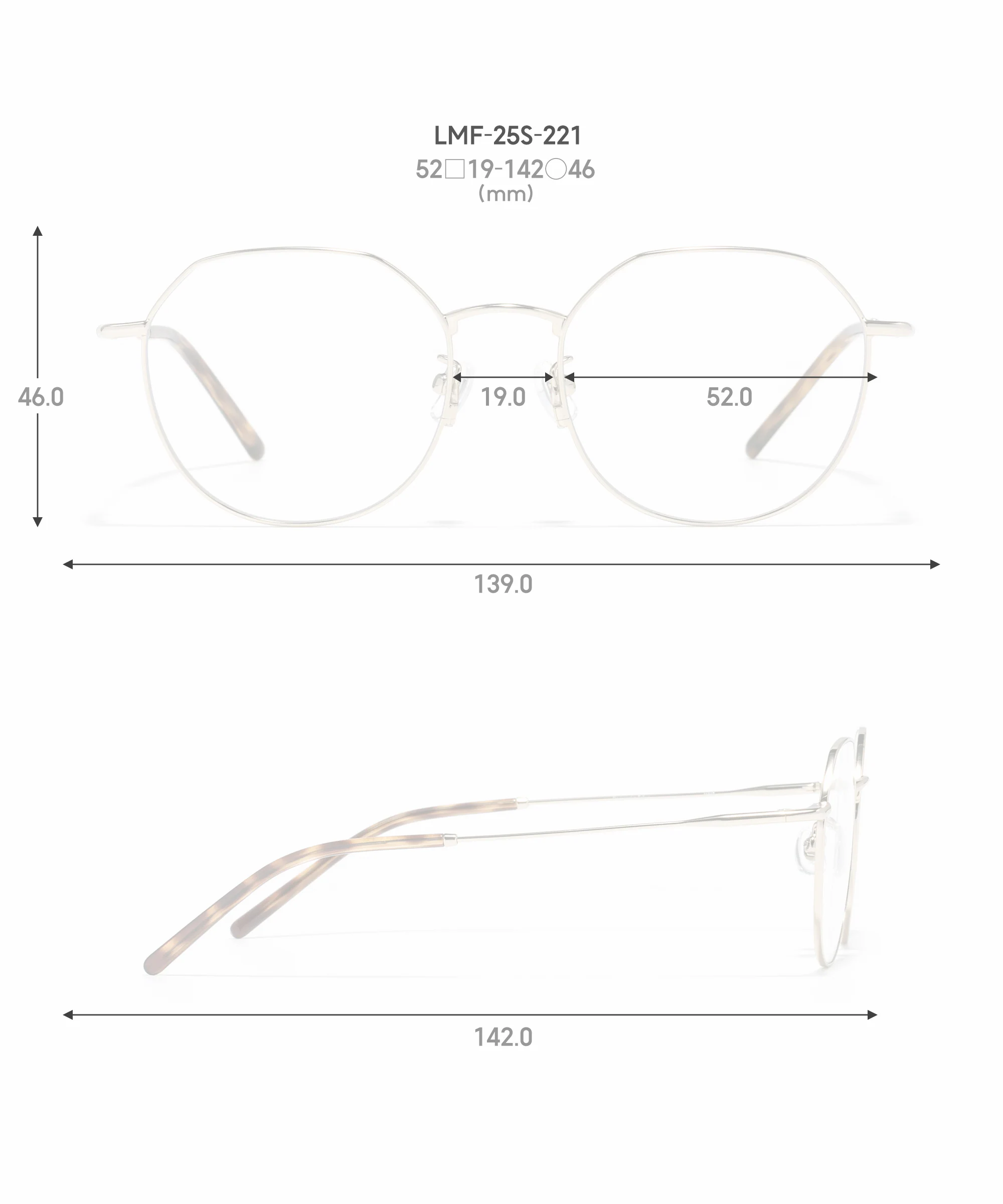 JINS Switch系列靓妹款LMF-25S-221尺寸图