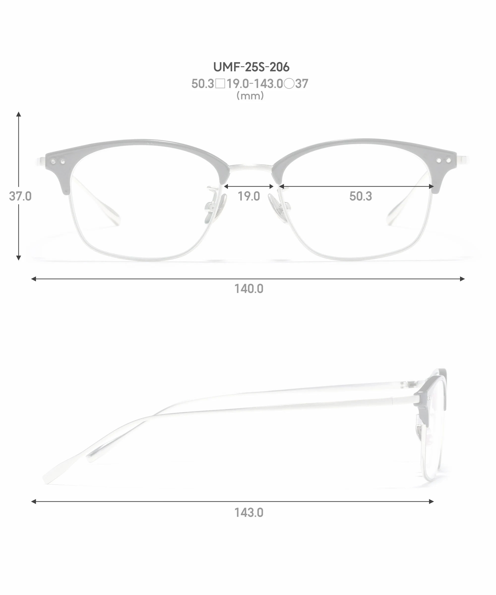 JINS 黄金比例 UMF-25S-206 尺寸